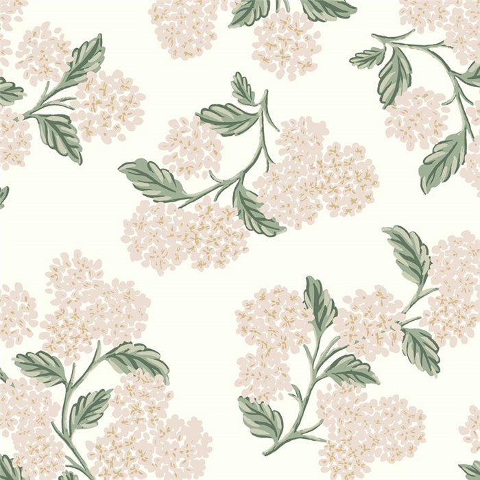 Papier peint romantique à fleurs d’hortensias blanc - Eijffinger Rifle Paper RP7393