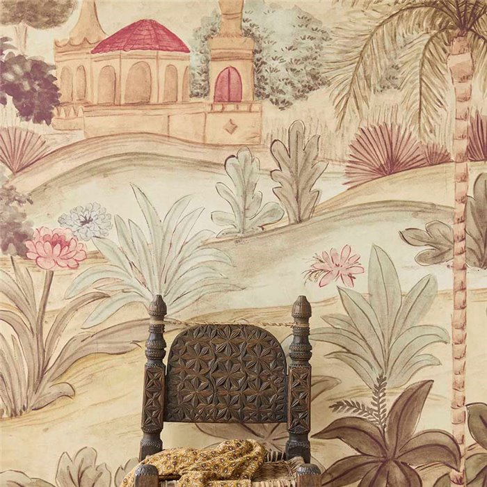 Oriental landscape wall mural with palace garden - Eijffinger Amber 350681