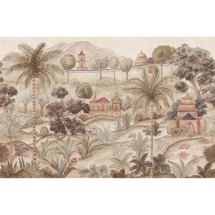 Orientalisches Palastgarten-Landschafts-Wandbild mit tropischem Garten - Eijffinger Amber 350682