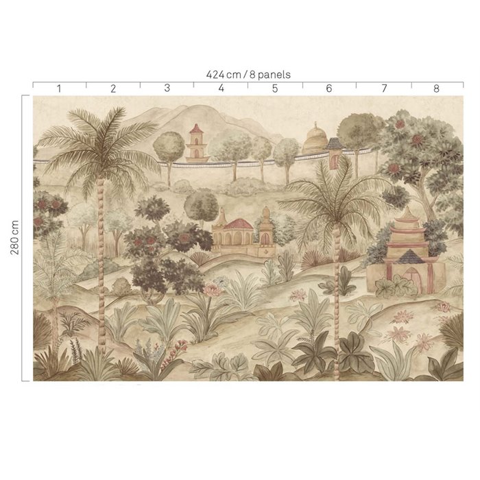 Orientalisches Palastgarten-Landschafts-Wandbild mit tropischem Garten - Eijffinger Amber 350682