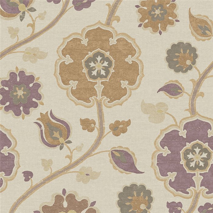 Indian floral wallpaper in beige and lilac - Eijffinger Amber 350611
