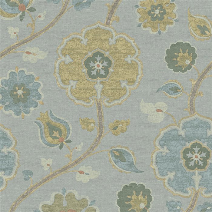 Large turquoise blue floral Indian-style wallpaper - Eijffinger Amber 350615