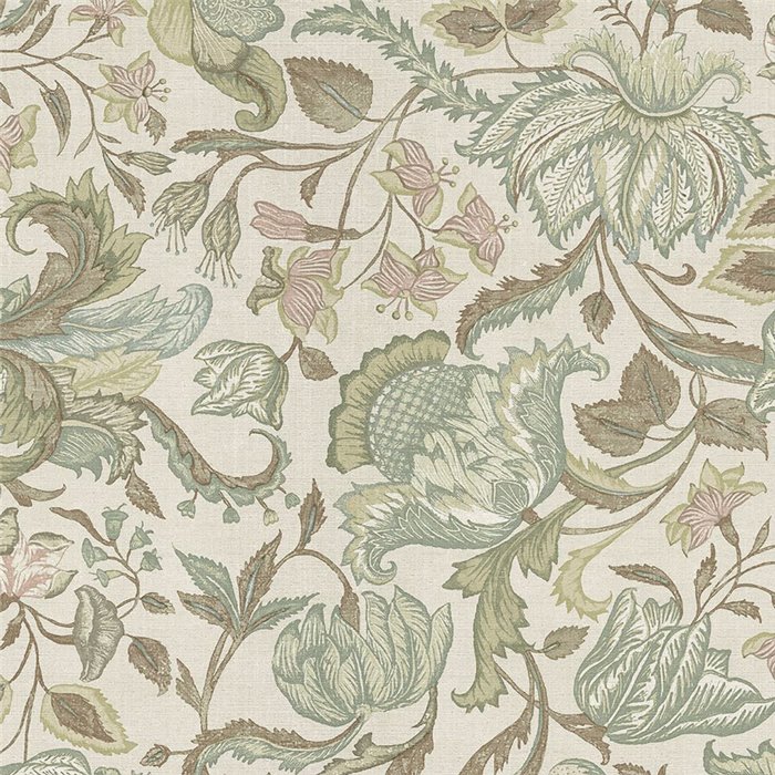 Papel pintado clásico de flores vintage verdes - Eijffinger Amber 350641