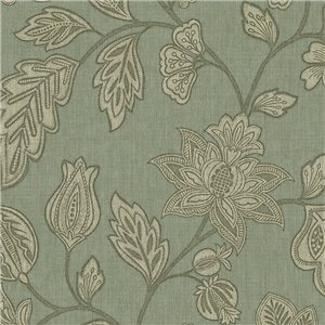 Papel pintado elegante de flores grandes verde neutro - Eijffinger Amber 350663