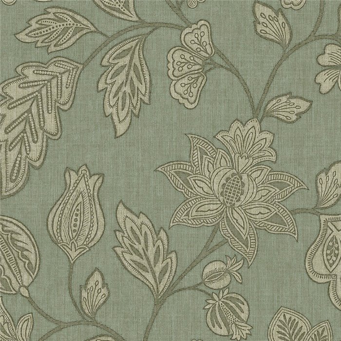 Papier peint vintage élégant à grandes fleurs vert - Eijffinger Amber 350665