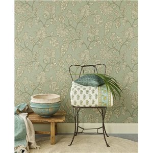 Papel pintado elegante de flores grandes verde neutro - Eijffinger Amber 350663 2