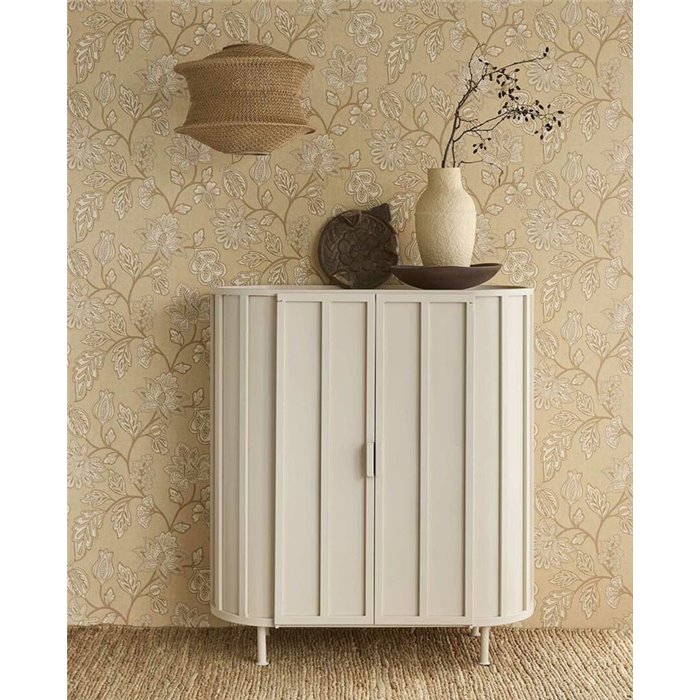 Papier peint vintage à grandes fleurs en relief marron taupe - Eijffinger Amber 350662