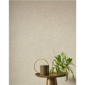 Papel pintado para salón beige efecto lino - Caselio Twist 103231220 2