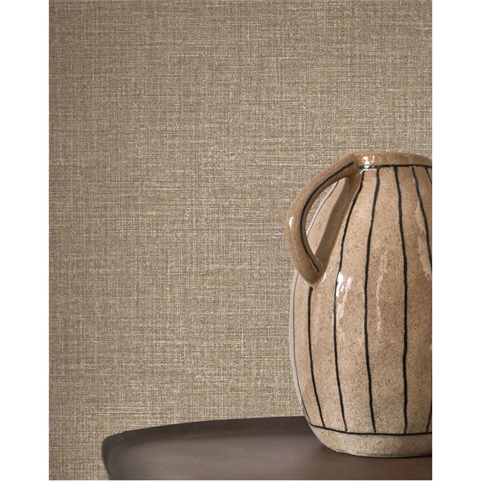 Papier peint lin chiné marron - Casadeco Tailor Made 202122843