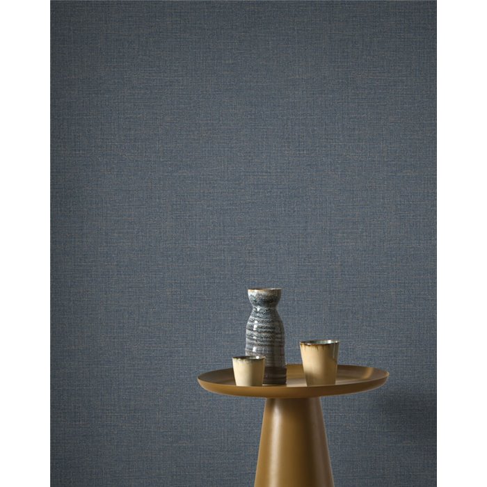 Mottled linen wallpaper denim blue - Casadeco Tailor Made 202126304