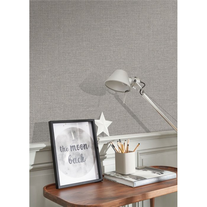 Mottled linen wallpaper in grey - Casadeco Tailor Made 202129358