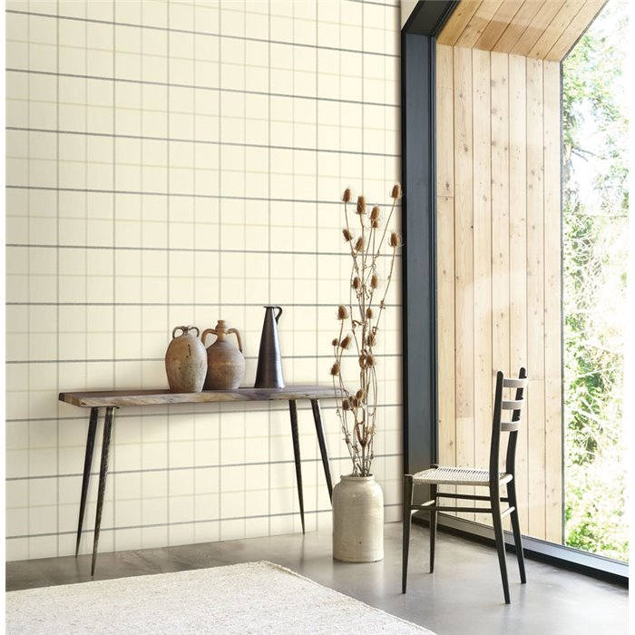 English style check wallpaper neutral tones - Casadeco Tailor Made 202031210