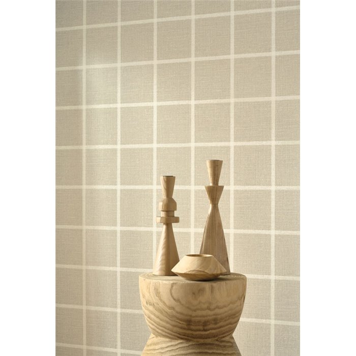 Papel pintado cuadros ingleses beige lino - Casadeco Tailor Made 202031530