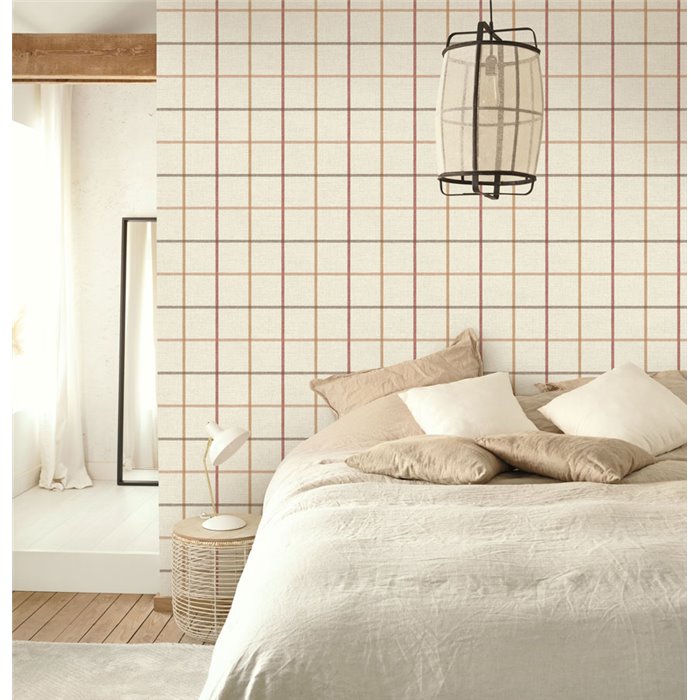 Scottish check wallpaper beige - Casadeco Tailor Made 202031823