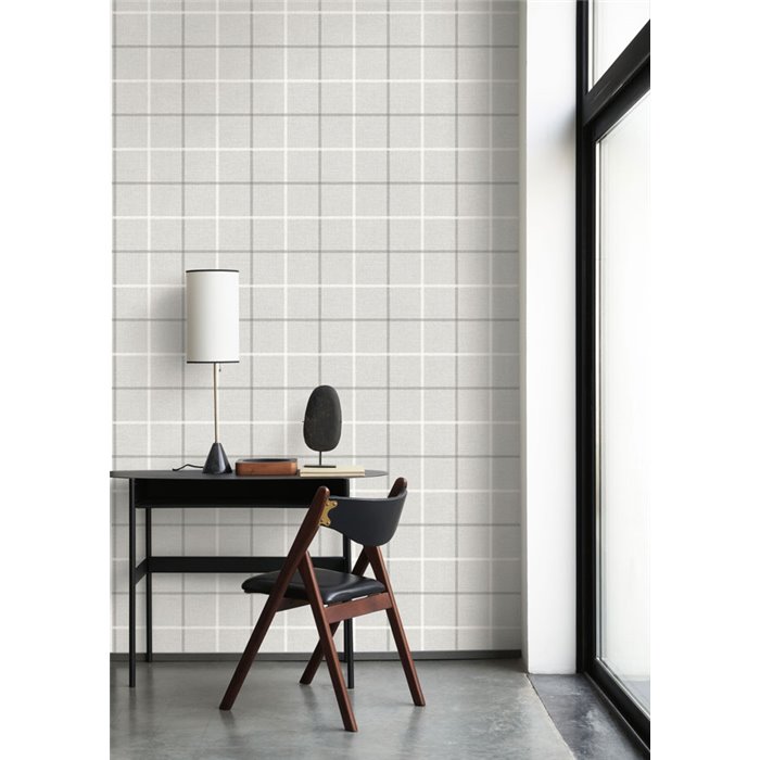 English style check wallpaper in grey - Casadeco Tailor Made 202039111