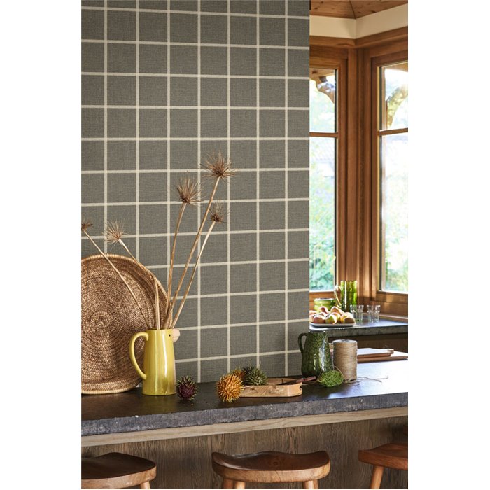 Papel pintado cuadros estilo inglés en negro - Casadeco Tailor Made 202039780