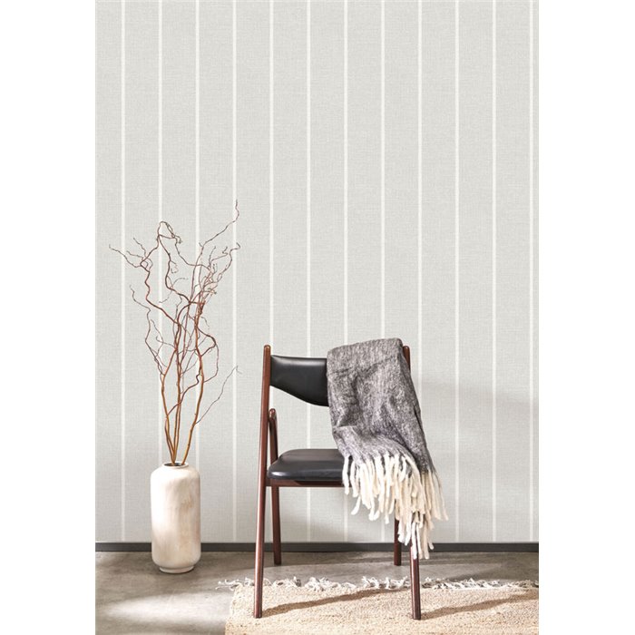 Papel pintado estilo inglés rayas elegantes gris claro - Casadeco Tailor Made 202049257