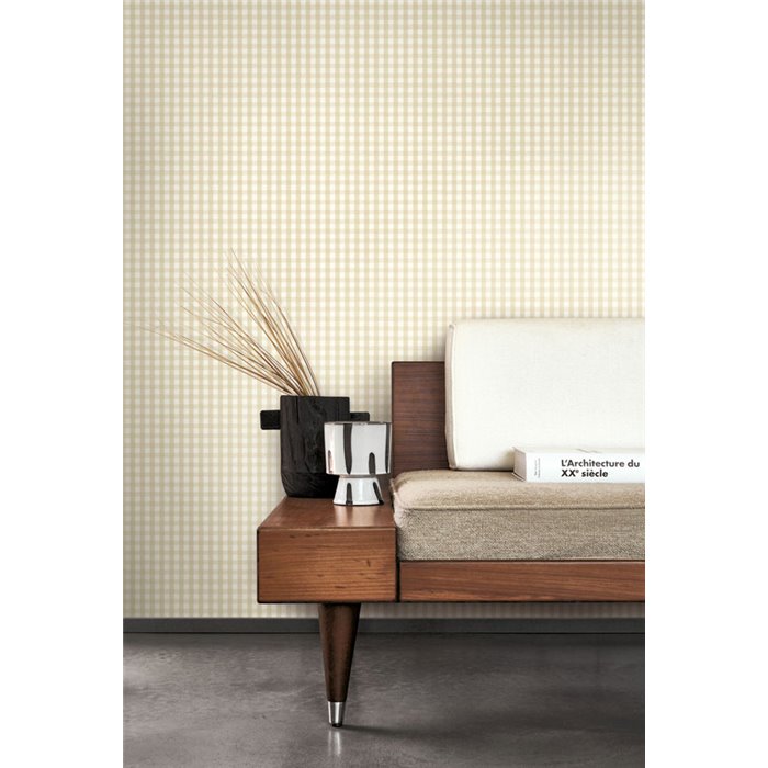 Gingham check wallpaper beige - Casadeco Tailor Made 202061012