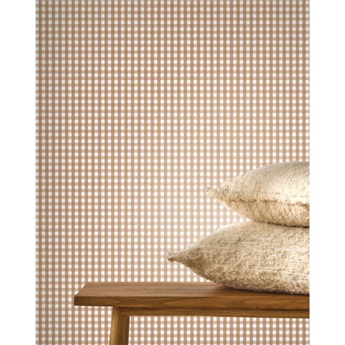 Papel pintado cottage cuadros vichy en marrón - Casadeco Tailor Made 202062201