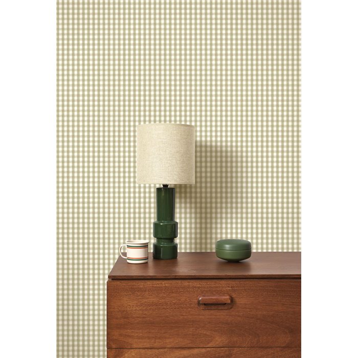 Papel pintado cuadros vichy estilo cottage en verde - Casadeco Tailor Made 202067052