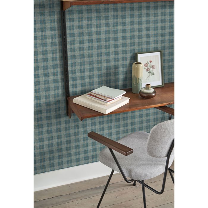 Papel pintado estilo inglés cuadros en azul - Casadeco Tailor Made 202076877