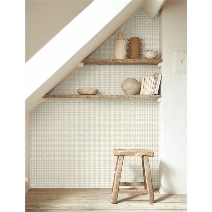 Papel pintado cuadros ingleses gris - Casadeco Tailor Made 202079000