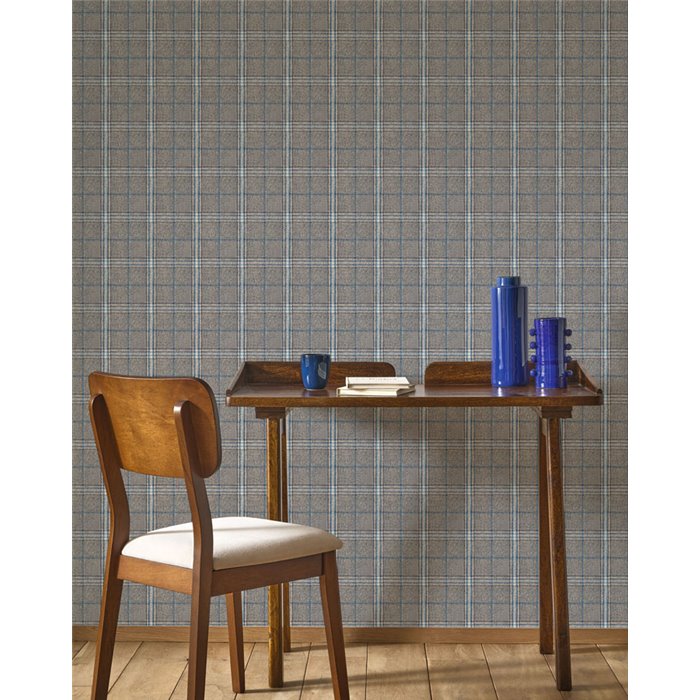 Schottische Karotapete im Tartanstil in Grau - Casadeco Tailor Made 202086918