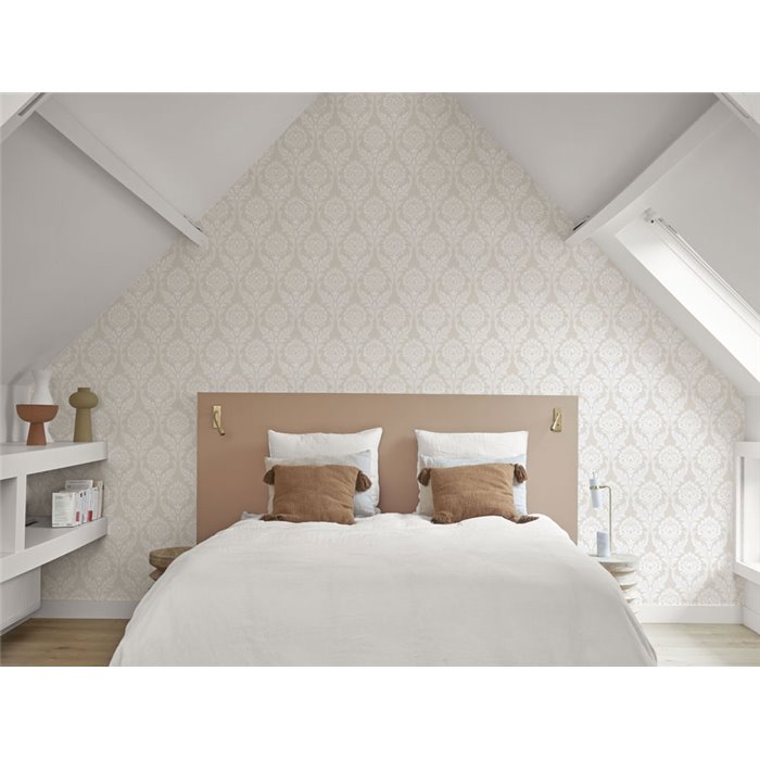 Papier peint damassé ornemental beige classique - Casadeco Elixir 201981388