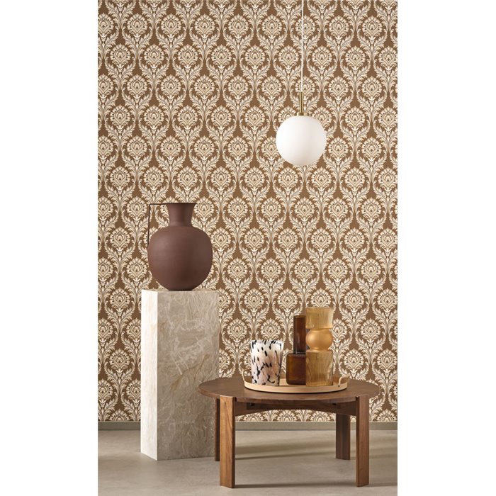 Papel pintado damasco ornamental marrón clásico - Casadeco Elixir 201982741