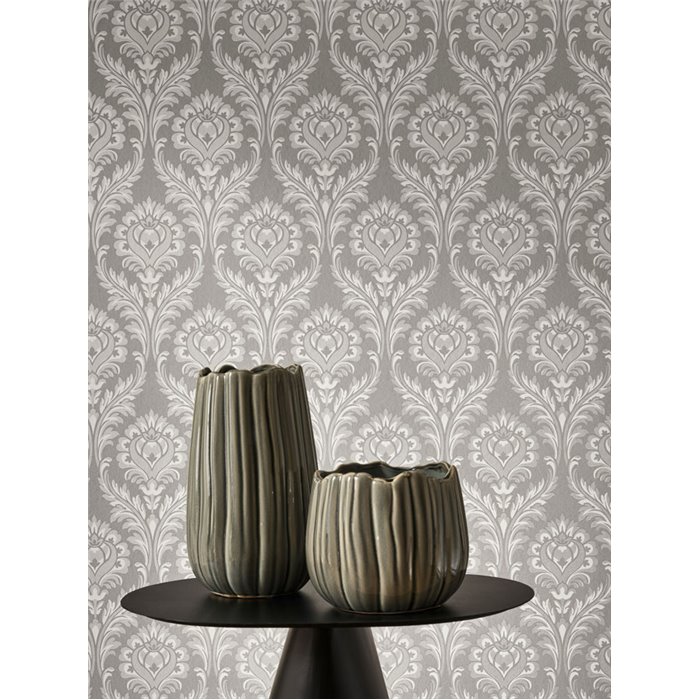 Damask ornamental wallpaper grey classic - Casadeco Elixir 201986235