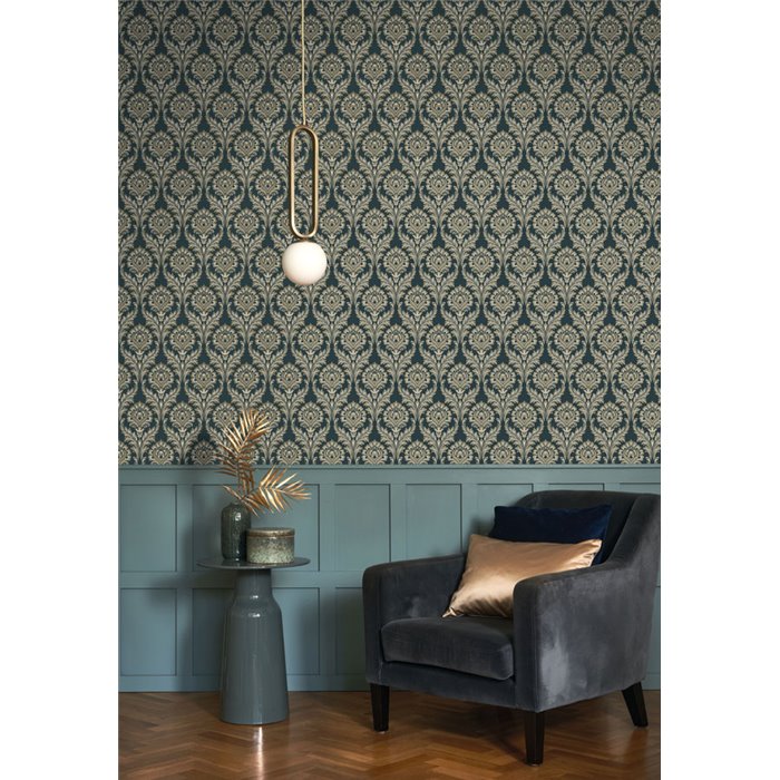 Papel pintado damasco ornamental azul clásico - Casadeco Elixir 201986666
