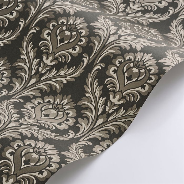 Damask ornamental wallpaper black classic - Casadeco Elixir 201989820