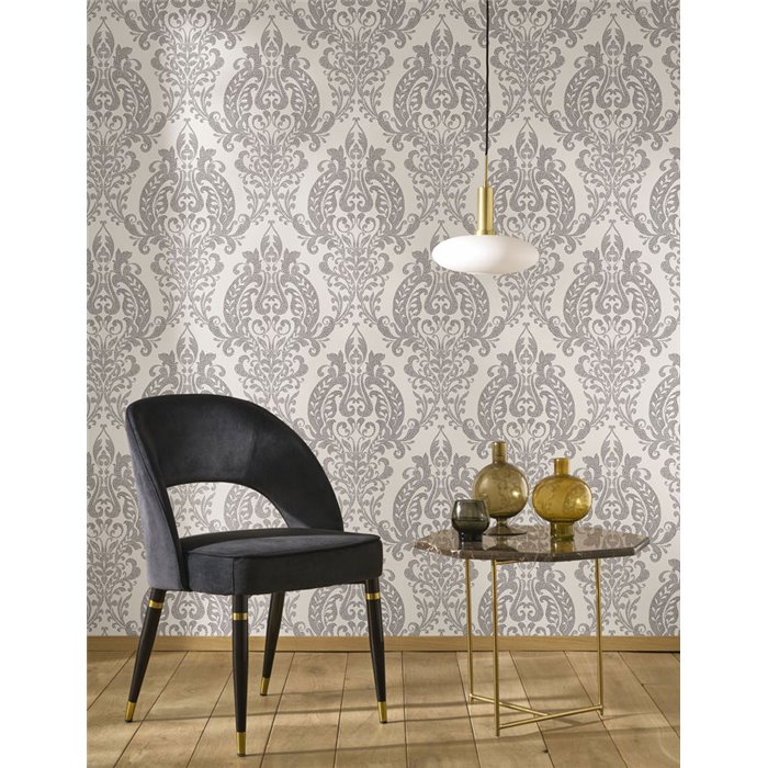 Papel pintado damasco blanco roto clásico elegante - Casadeco Elixir 201991973