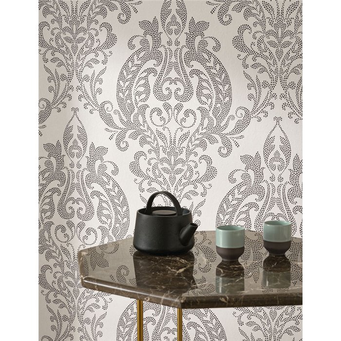 Damask wallpaper off white classic elegant - Casadeco Elixir 201991973