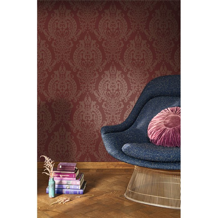 Papel pintado damasco arabesco rojo clásico - Casadeco Elixir 201998888