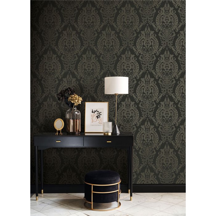 Damask wallpaper black classic - Casadeco Elixir 201999710