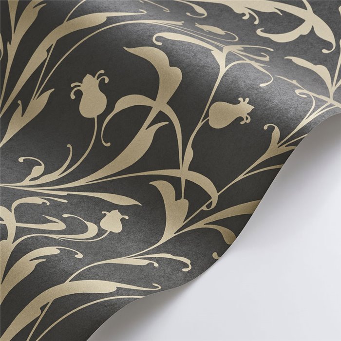 Papier peint volutes florales arabesque noir - Casadeco Elixir 202009277