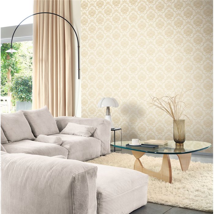 Papier peint damassé beige classique - Casadeco Elixir 202011352