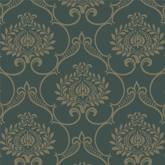 Damask wallpaper green classic - Casadeco Elixir 202017900