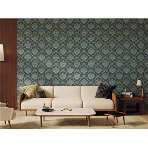 Papier peint damassé ornemental noir classique - Casadeco Elixir 201989820 2