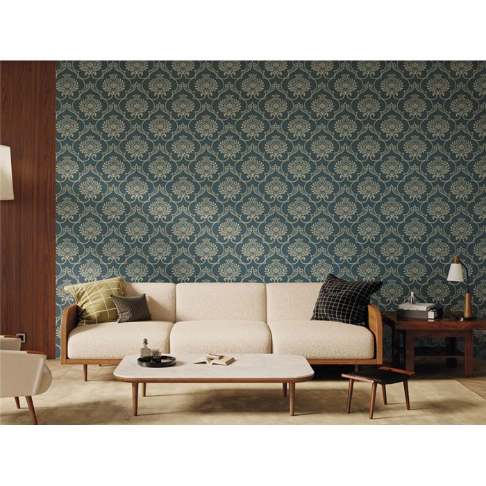 Papier peint damassé vert classique - Casadeco Elixir 202017900