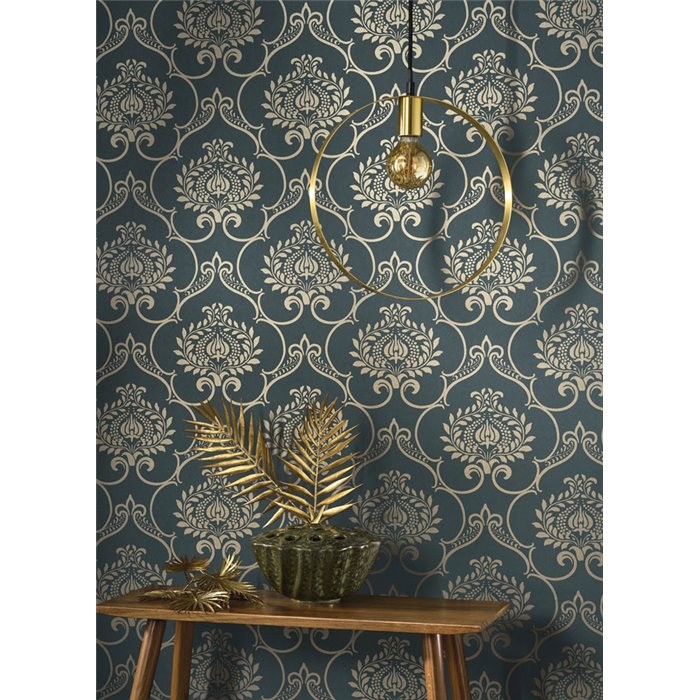 Papel pintado damasco verde clásico - Casadeco Elixir 202017900