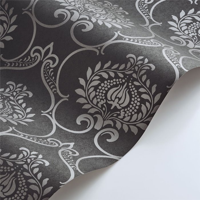 Papier peint damassé noir classique - Casadeco Elixir 202019907