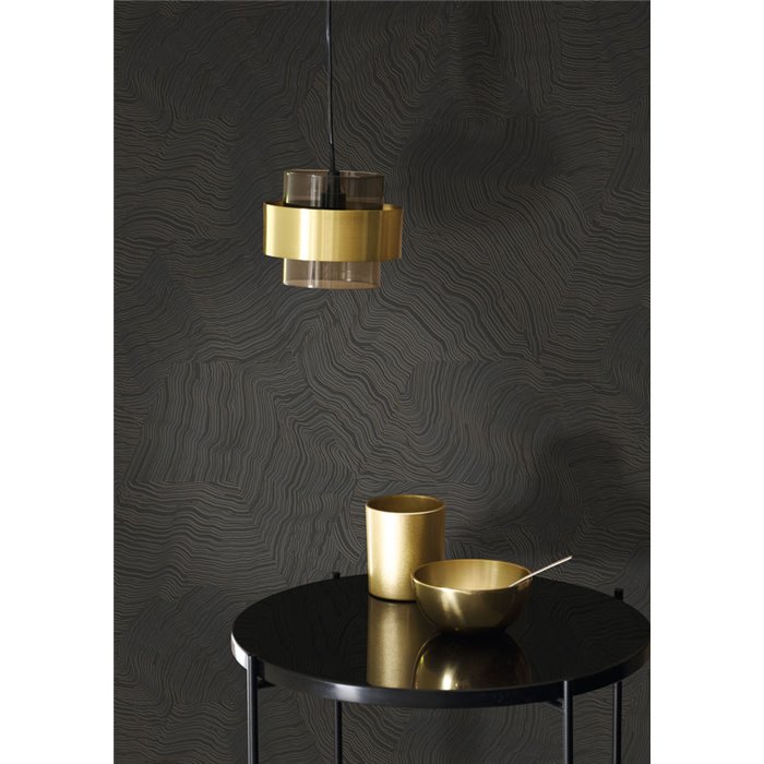 Papier peint effet moiré ondulé noir moderne - Casadeco Elixir 202029780