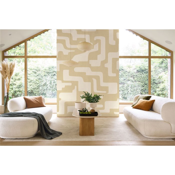 Mural de pared geométrico beige inspiración maya - Casadeco Rituel 202151203