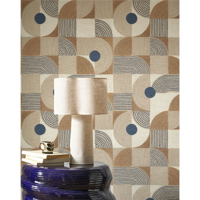 Tapete geometrische Kreise Brauntöne - Casadeco Rituel 201926309