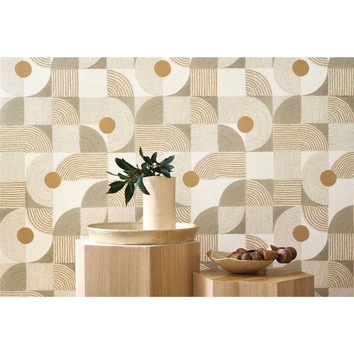 Wallpaper geometric Nordic green - Casadeco Rituel 201927235