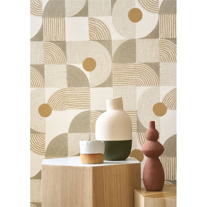 Wallpaper geometric Nordic green - Casadeco Rituel 201927235