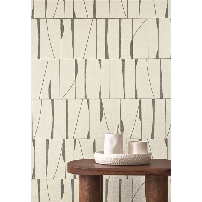 Papier peint géométrique tons neutres moderne - Casadeco Rituel 201939219