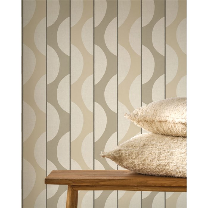 Papier peint rayures courbes beige style scandinave - Casadeco Rituel 201942059